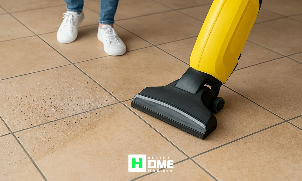 Sweep or vacuum the entire floor to remove loose dust and debris.