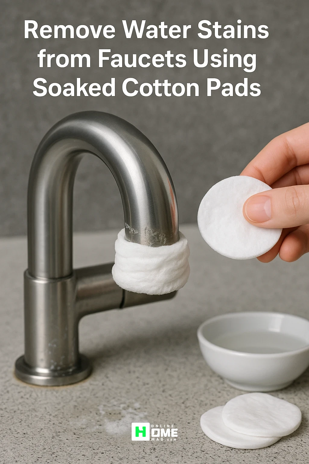Remove Water Stains from Faucets Using Soaked Cotton Pads