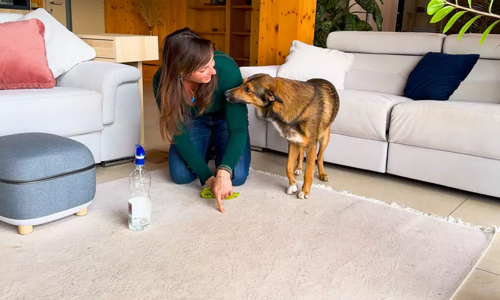 woman who is cleaning pet stains from carpet, How to Remove Pet Stains from Carpet