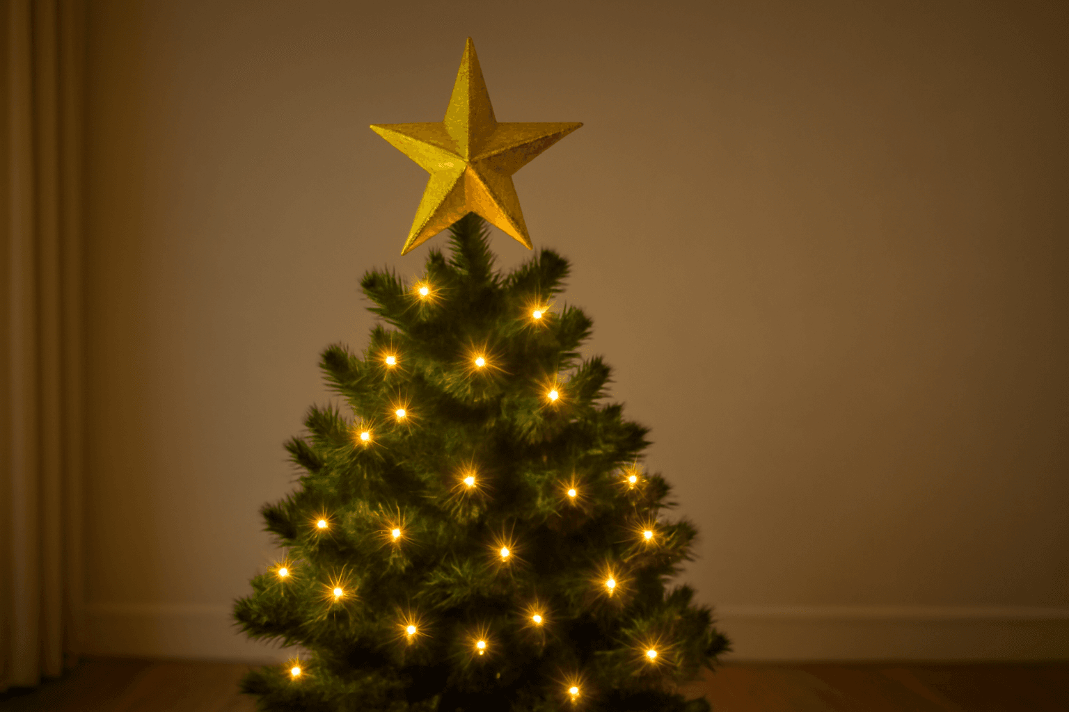 christmas tree with the star on top of it