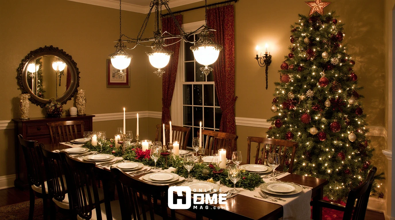 lighting design of traditional christmas table design