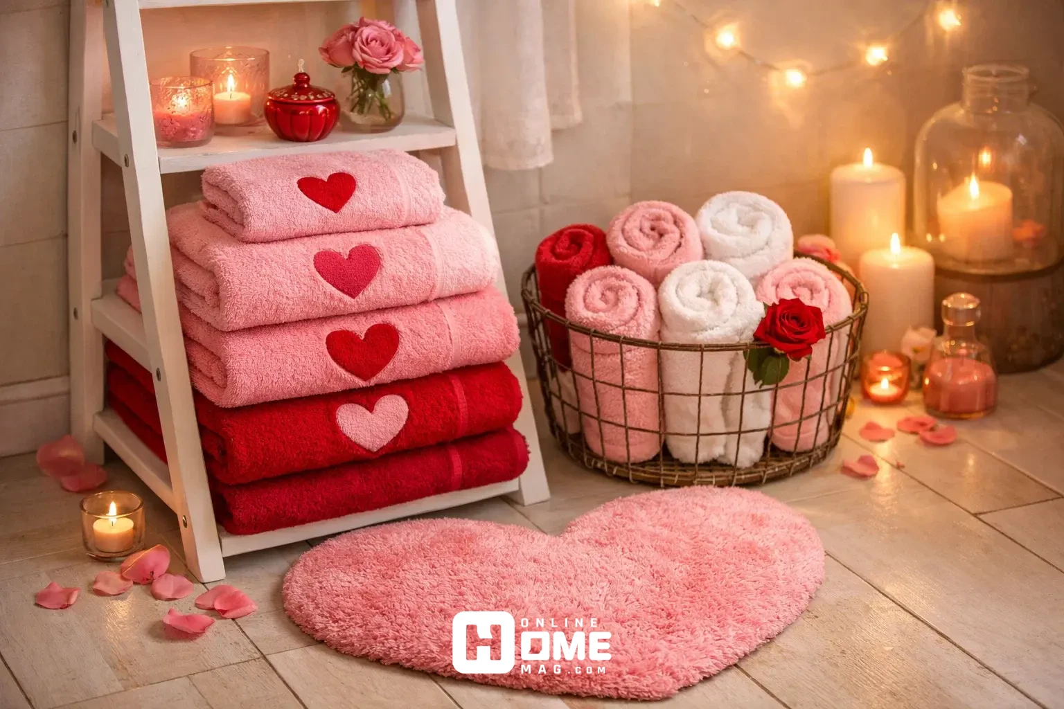 Stack of luxurious pink and red towels