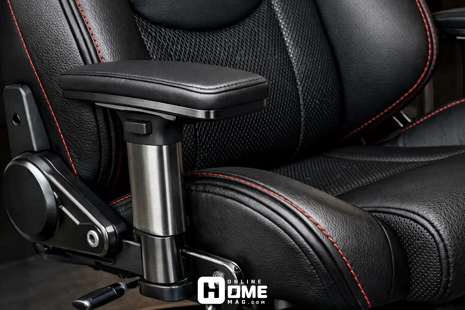 A close-up shot of a high-quality gaming chair