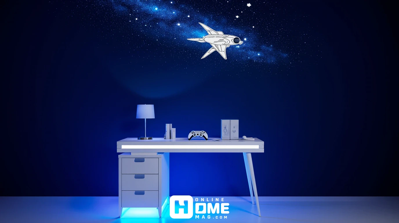 Kids' space themed gaming room