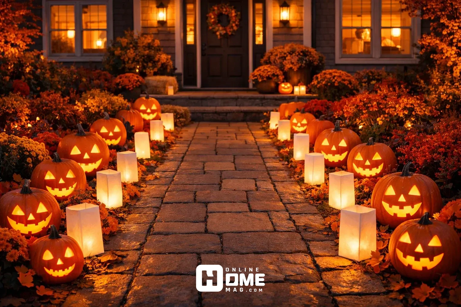 halloween lights outdoor pumpkin pathway illuminated walkway decoration