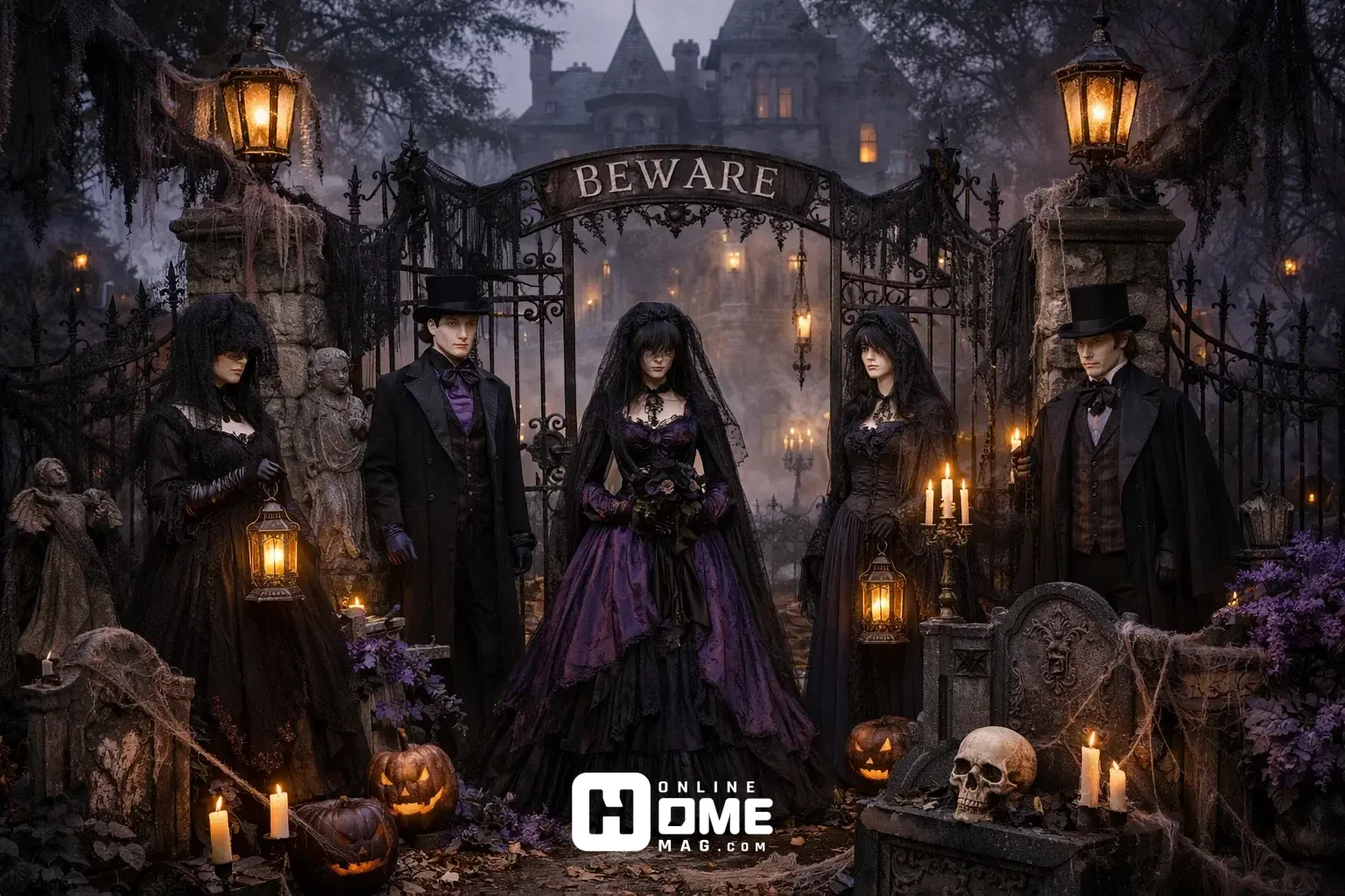 halloween decorations outdoor victorian themed display period historical decoration