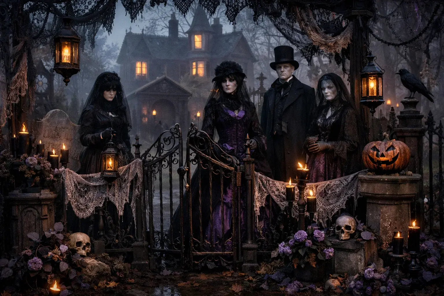 halloween decorations outdoor victorian themed display period historical decoration