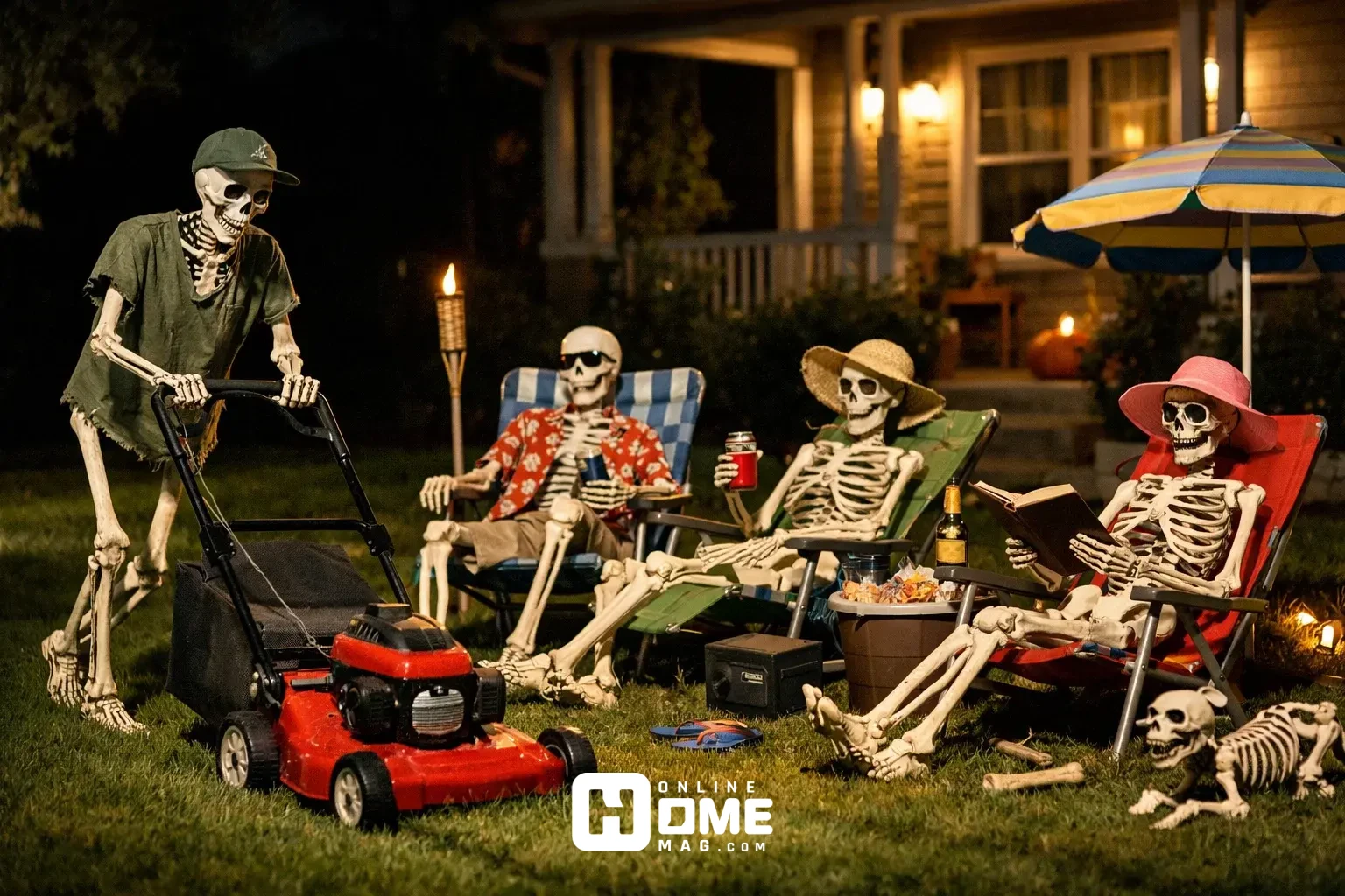 halloween lawn decorations skeleton scene props storytelling display