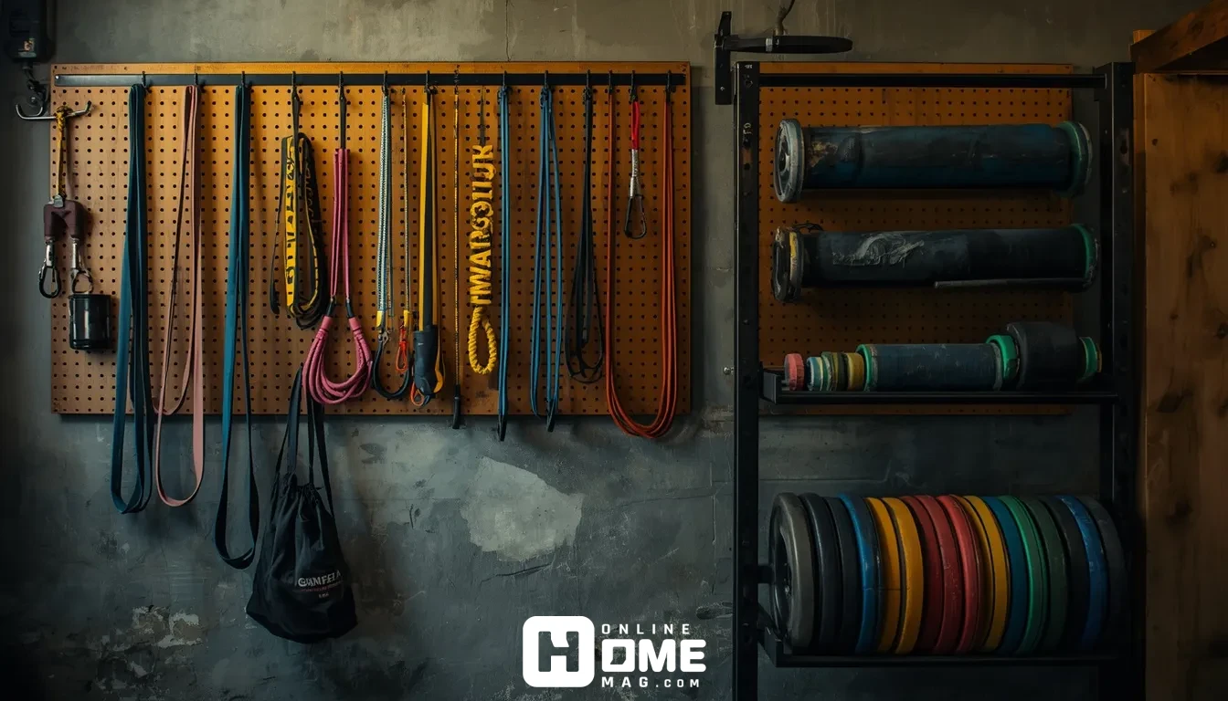 organized garage gym wall