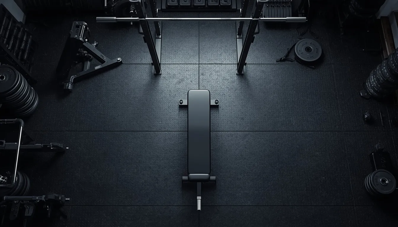 home gym flooring covering the full floor of a fully equipped home gym